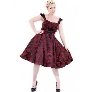 NWT Gothic Black & Red Floral Swing Dress